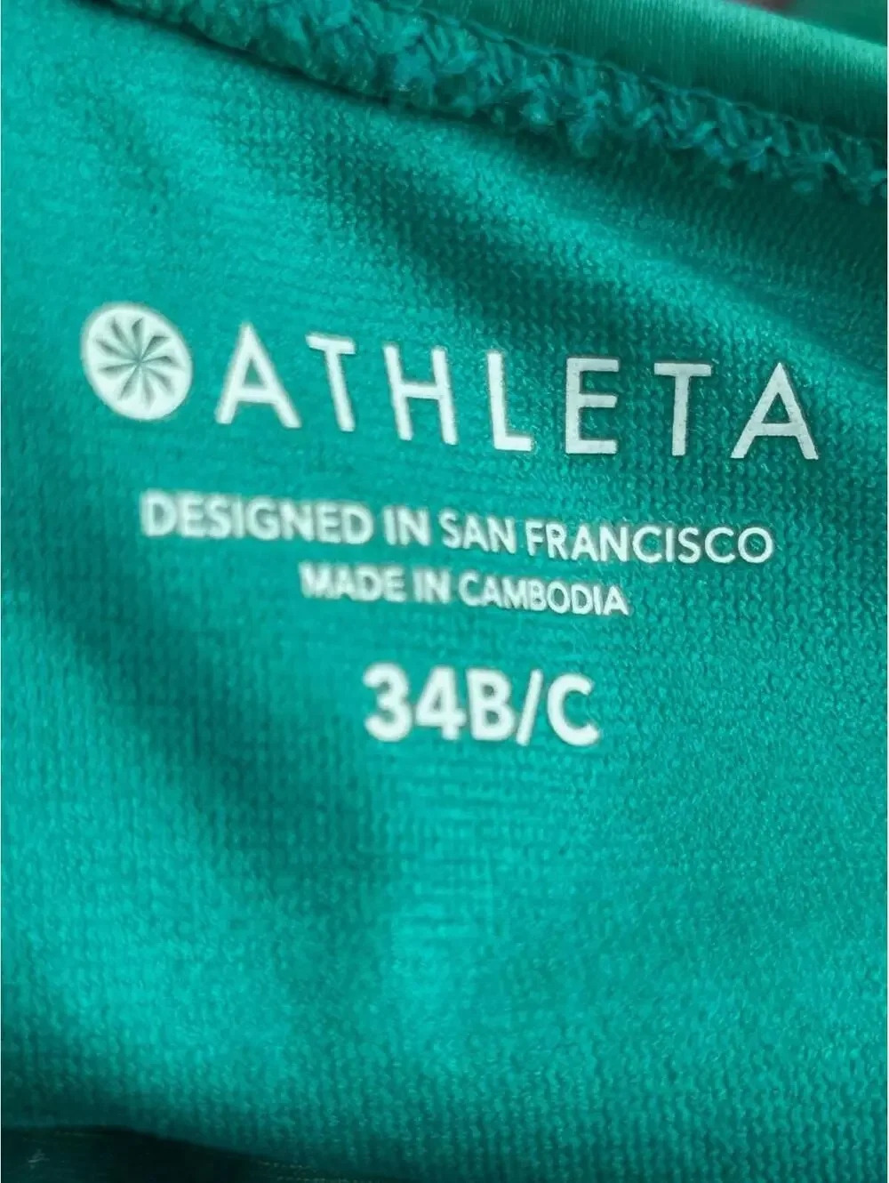 Athleta Tankini Swim Top 34B/C Teal Green Racerback Built In Bra